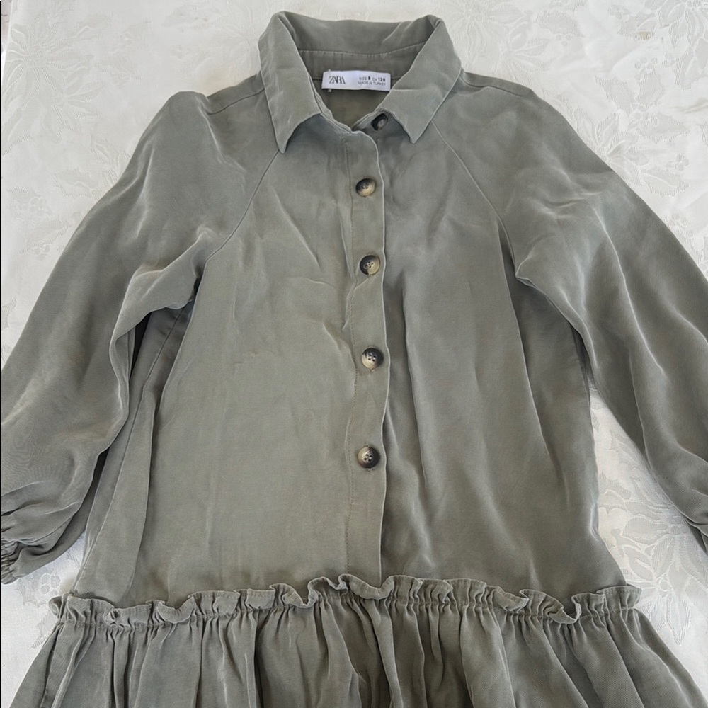 Zara Olive Green Button-Up Dress